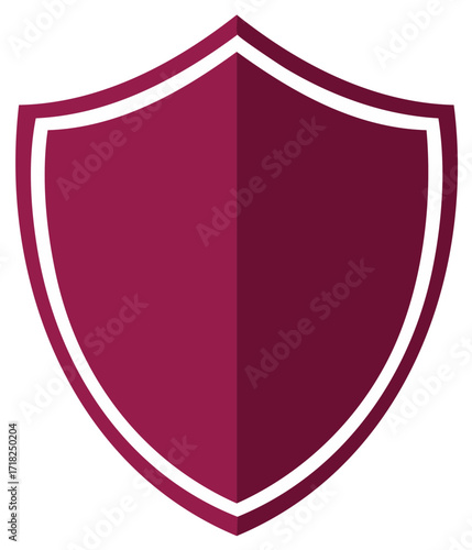 Burgundy Shield with White Outline Protection and Security Illustration Flat Design