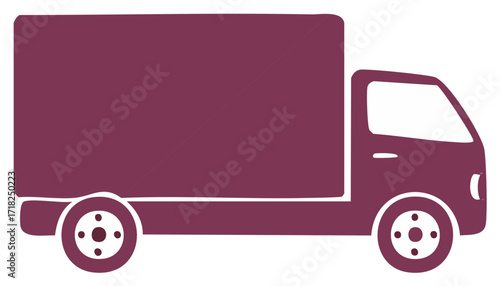 Purple Delivery Truck Icon Minimalist Commercial Vehicle Silhouette Transport