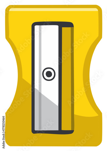 Bright yellow pencil sharpener illustration a classic school and office supply tool for art education and stationery needs