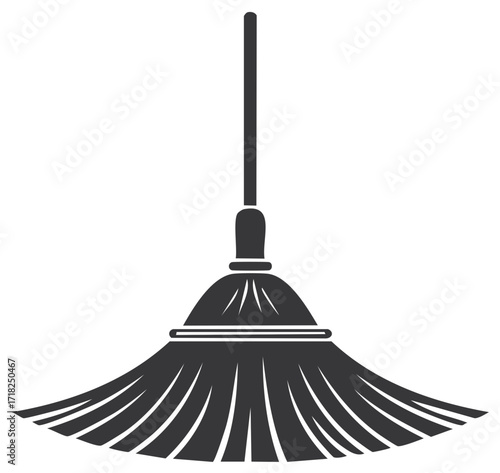 Illustration of a broom, cleaning tool, graphic element