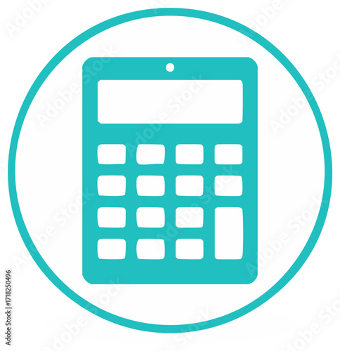 Simple calculator icon design for mathematical calculations, accountancy, and business functions in a flat style