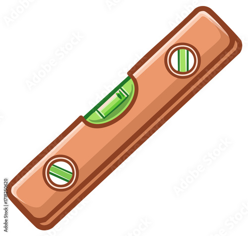 Illustrated spirit level tool for construction alignment and calibration tasks