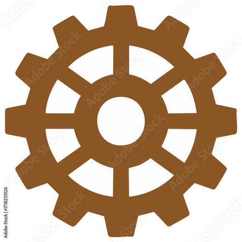 Brown gear wheel, mechanical engineering and industrial design concept