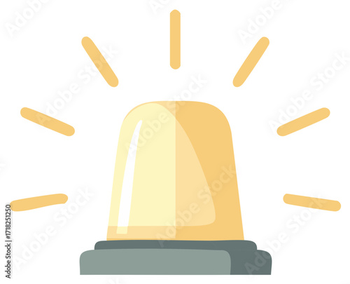 Yellow emergency beacon light flashing. Alert and warning signal vector graphic illustration