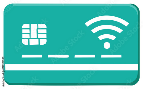 Contactless payment credit card with wireless wi-fi communication symbol isolated