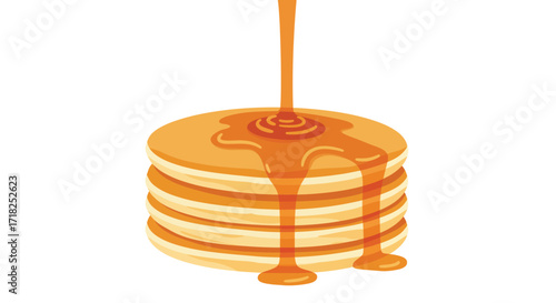 A delicious stack of pancakes drenched in sweet golden honey