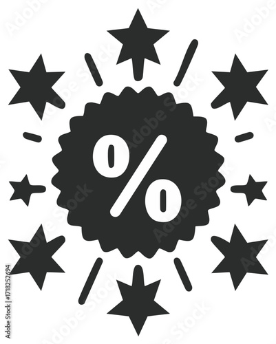Shining discount icon with stars for a special offer or sale promotion