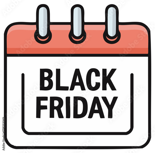 Black Friday Calendar Illustration, Promotion Shopping Sale