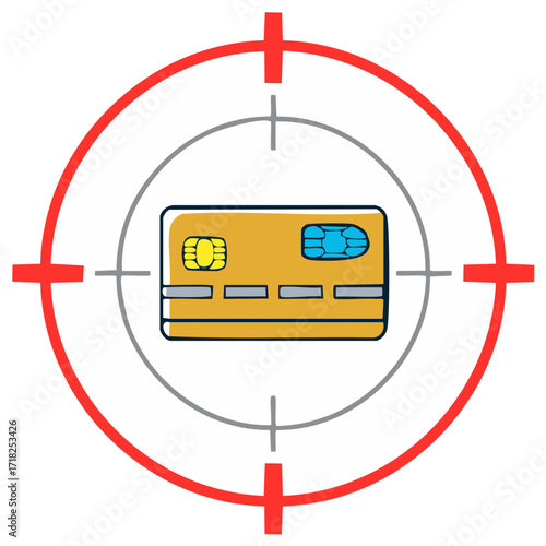 Hand Drawn Credit Card in Target Symbol Illustrating Financial Risk and Security