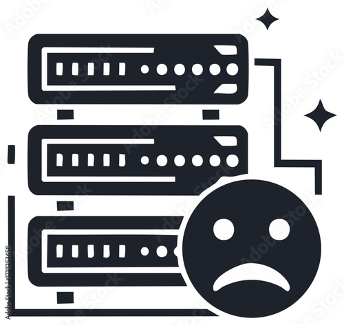 Server System Failure Icon Data Center Problem Network Error Malfunction