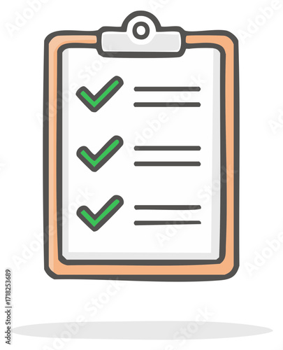 Clipboard with Checkmarks Cartoon Style Checklist Tasks Completed