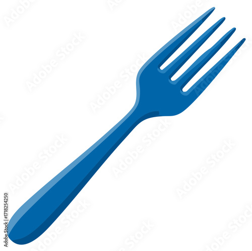 A single bright blue dining fork illustration for kitchen and tableware concepts