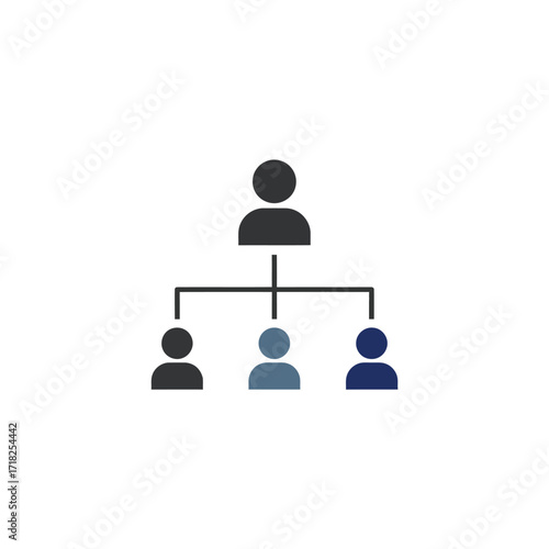 Hierarchical structure with a single leader and multiple subordinates depicted