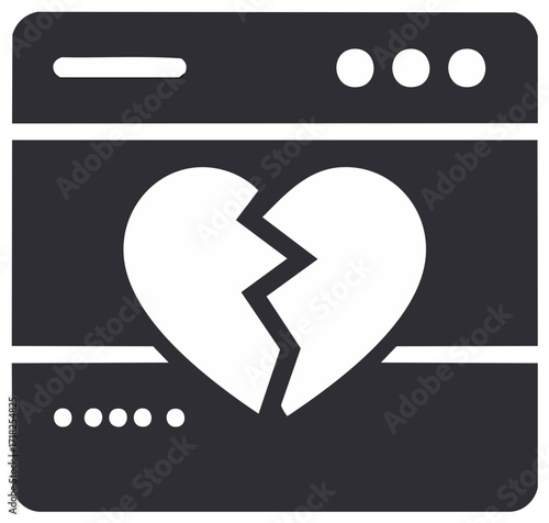 Online Relationship Ending Heartbreak Symbol on Browser Window Interface