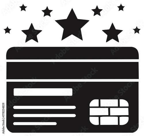 Credit card with stars icon. Finance, banking, credit, and payment concept.