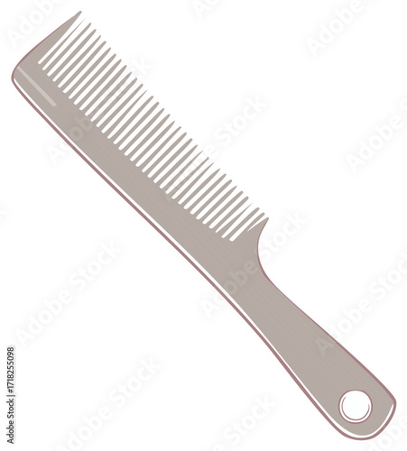 Stylized vector illustration of a hair comb with fine teeth for grooming and beauty applications