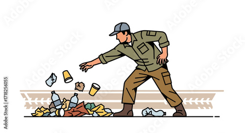 Volunteer Cleaning Litter, Addressing Pollution, Protecting The Environment, And Civic Duty