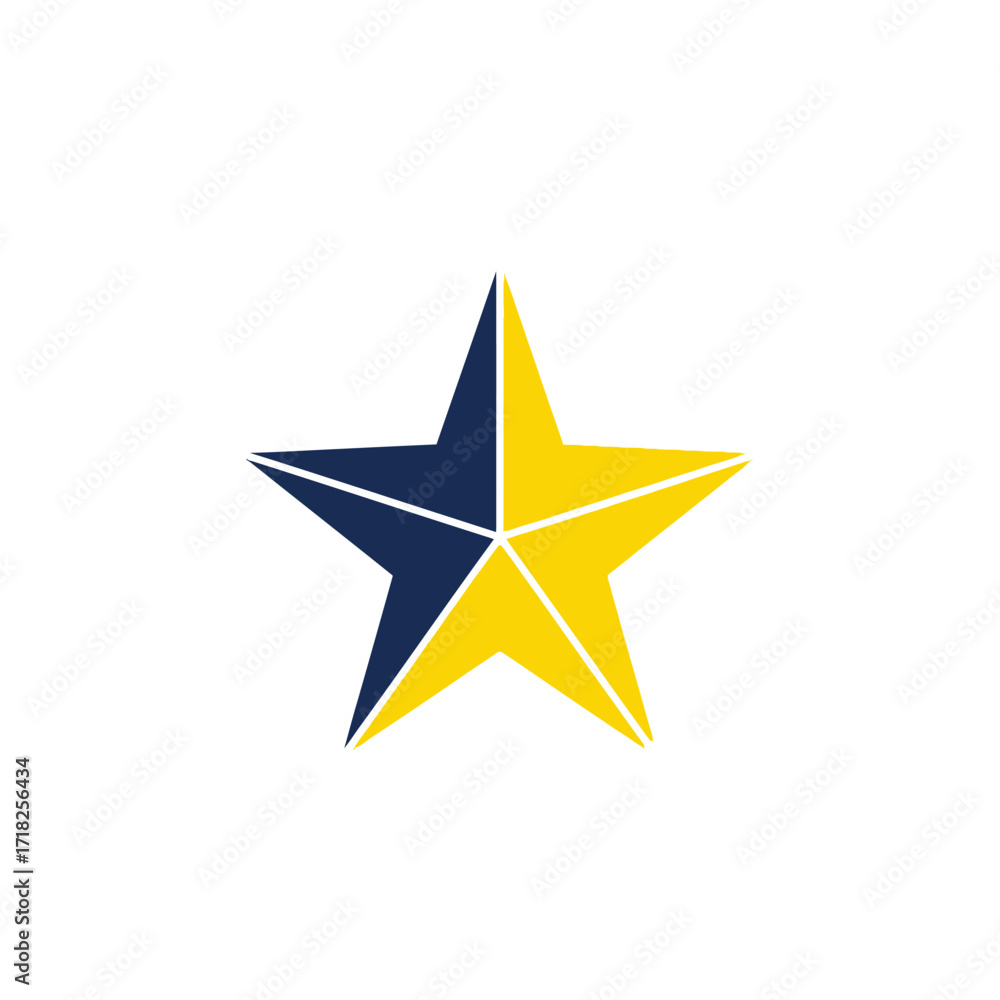 Obraz premium A vibrant yellow and dark blue five pointed star illustration