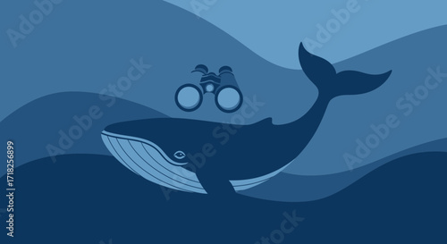 Whale Watching And Blue Hues Illustrate The Beauty Of The Majestic Ocean Creatures