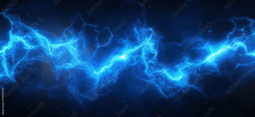 custom made wallpaper toronto digitalElectric blue lightning bolts in cosmic space background with stars and energy patterns, high quality image