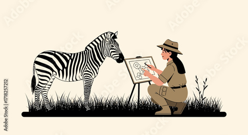 Wildlife Artist Captures Zebra Portrait: A Unique Artistic Depiction of Nature's Beauty
