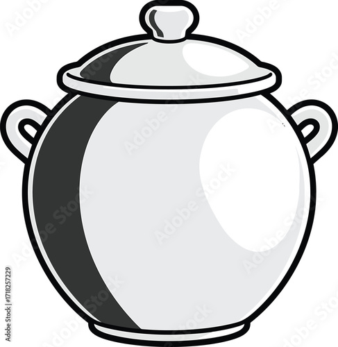 Clay casserole pot with handles and lid, ethnic handmade cooking jar

