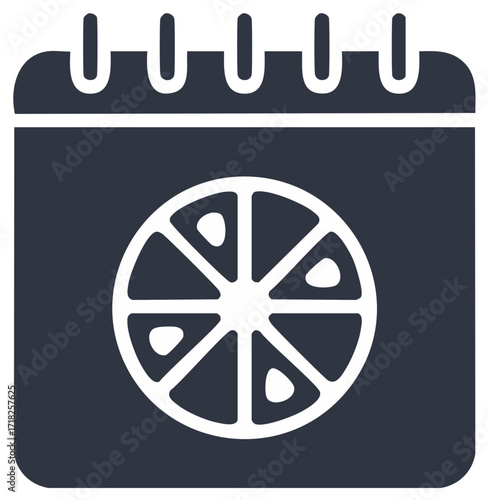 Calendar icon with fruit slice graphic for scheduling meetings, events, or reminders for seasonal or health themes
