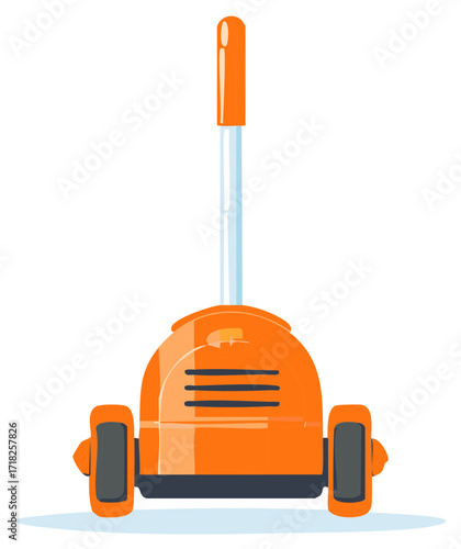 Orange Push Toy Scooter with Handle, Isolated Vector