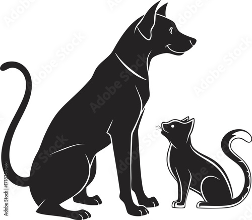 Dog and Cat Silhouette Illustration