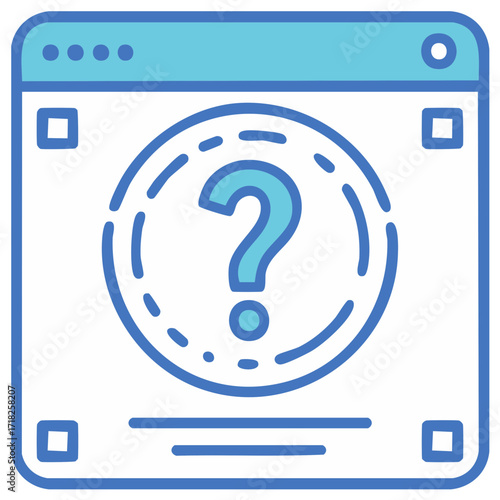 Question mark graphic display inside web browser window as support symbol.