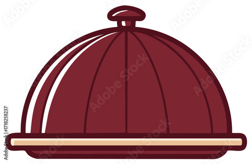 Elegant red cloche serving dome on a platter vector illustration