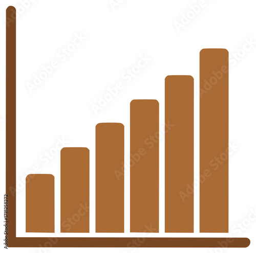 Simple Brown Bar Graph Showing Upward Trend Business Chart Economic Growth Illustration