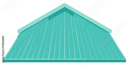 Modern architectural illustration of a turquoise metal gable roof
