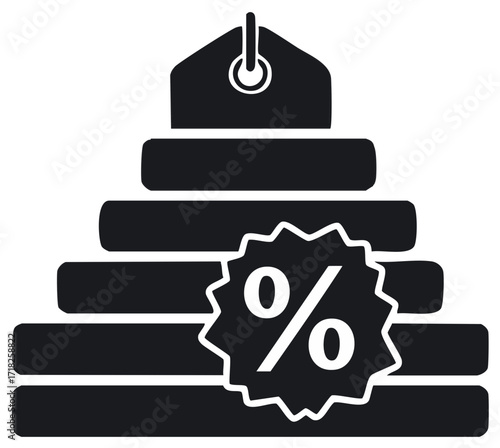 Sales pyramid icon for tiered pricing discounts and customer loyalty program rewards