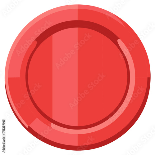Vibrant red round button or badge icon flat design geometric graphic element