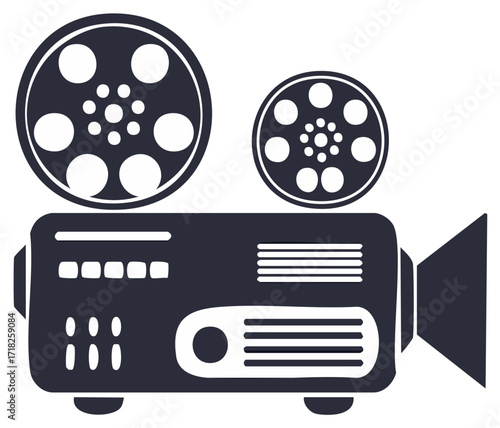 Vintage Film Projector with Two Reels Movie Equipment Technology Media Icon