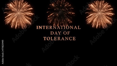 International day of tolerance with fireworks isolated on black background the day aims to promote respect, understanding, and acceptance of different cultures and beliefs