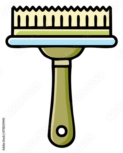 Cartoon pet grooming slicker brush vector illustration for animal care and hygiene needs