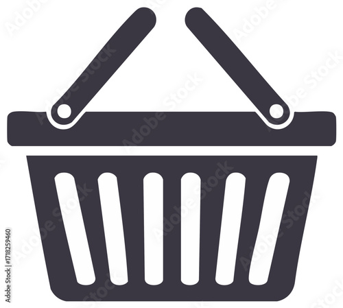 Dark Gray Shopping Basket Icon for Grocery, Retail, and Business Needs