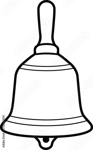 Simple bell outline, traditional ringing bell icon illustration

