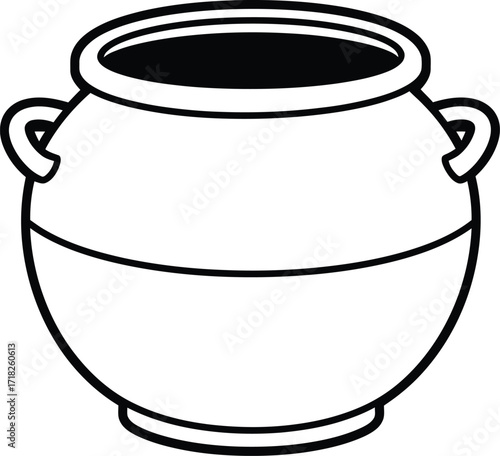 Simple traditional clay jar, classic cultural earthenware pot

