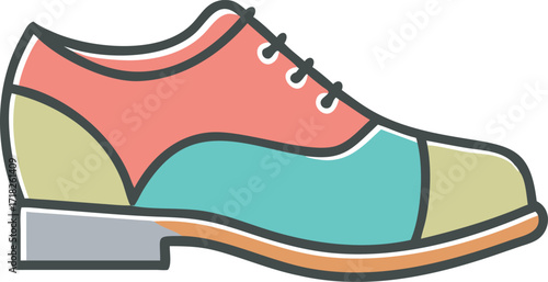 Colorful retro style oxford shoe with distinct color blocking design