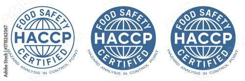 HACCP Hazard Analysis Critical Control Points Logo, Badge, Icon, Sticker, Label, Emblem, Stamp, Symbol, Green and Golden Flat Vector, HACCP Certified Food Safety.