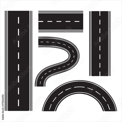 Asphalt road segments highway street