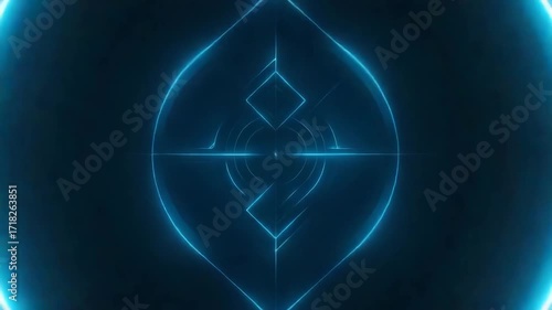 Wallpaper Mural A mesmerizing abstract design featuring glowing blue lines forming intricate geometric shapes against a dark background. Torontodigital.ca