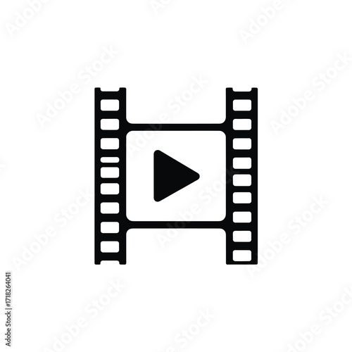 Minimalist Film Reel and Play Button for Digital Content Creation