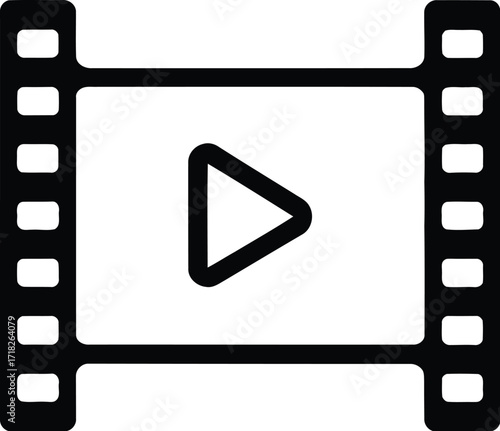 Minimalist Film Reel and Play Button for Digital Content Creation