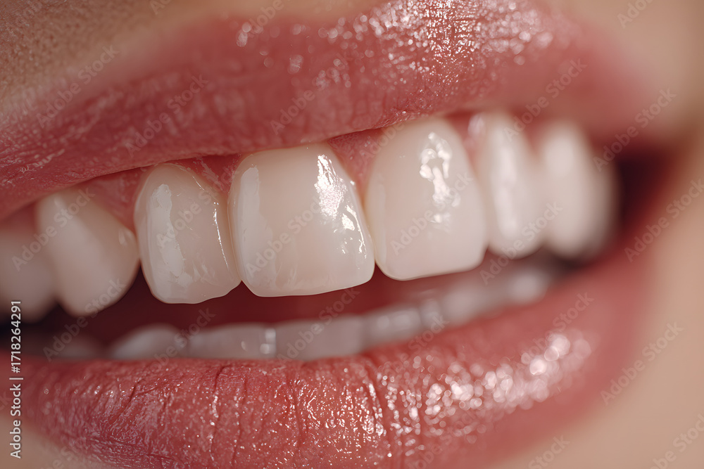 Fototapeta premium Woman showing her teeth and gums on light background, closeup