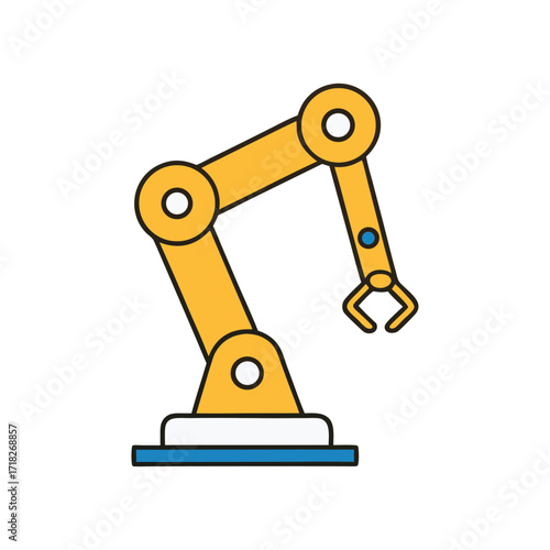 minimal robotic arm icon in flat vector style