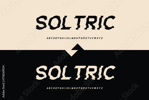 Soltric brand name logo design with contrasting backgrounds